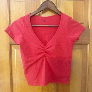 Brandy Melville Gina Top Womens Sz OS Small Cherry Red‎ Short Sleeve Cropped NWT